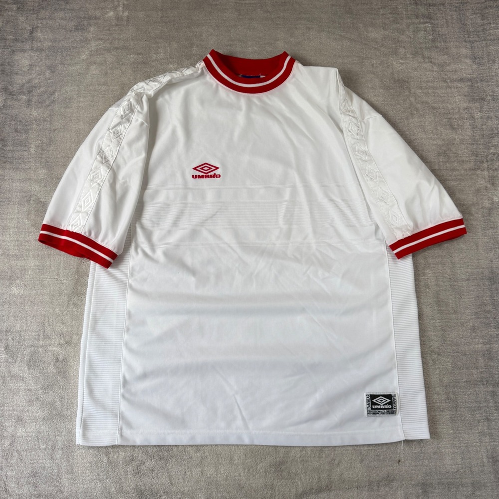 Umbro Jersey Mens XL White Diamond Logo Tape Vintage Y2K Soccer Football Shirt